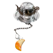 Load image into Gallery viewer, Loose Leaf Tea Cute Tea Pot Strainer with Moon Crystal Pendant