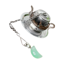 Load image into Gallery viewer, Loose Leaf Tea Cute Tea Pot Strainer with Moon Crystal Pendant