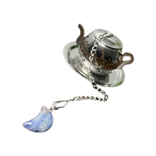Load image into Gallery viewer, Loose Leaf Tea Cute Tea Pot Strainer with Moon Crystal Pendant