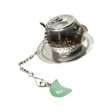 Load image into Gallery viewer, Loose Leaf Tea Cute Tea Pot Strainer with Moon Crystal Pendant