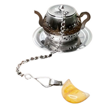 Load image into Gallery viewer, Loose Leaf Tea Cute Tea Pot Strainer with Moon Crystal Pendant